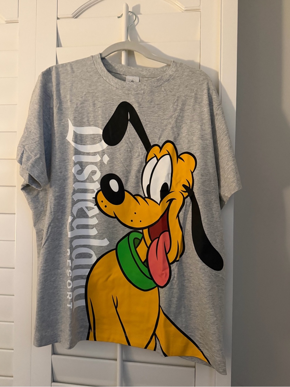 Disney Gray T-Shirt with Yellow Pluto and Green Collar